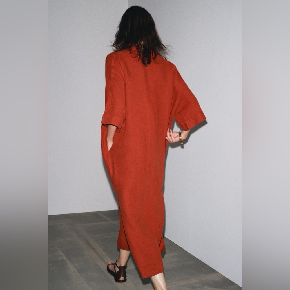 NWT ZW Collection 100% Linen Midi Tunic Dress Rust Orange Size M - Picture 5 of 5